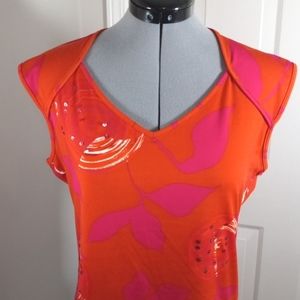 Melrose Womens Sz MED Red/Orange/pink Top w/ sequins